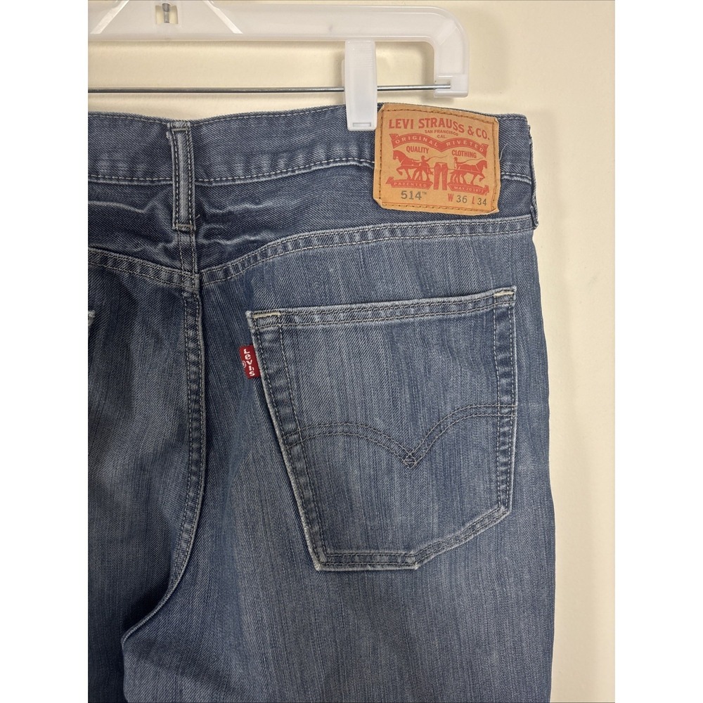 Vintage Levis 514 Jeans Mens 36x34 Blue Slim Straight Fit Denim Pants y2k - Picture 7 of 8